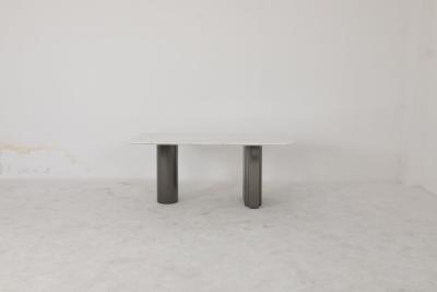 China Modern Dining Table With Natural Marble Top And Stainless Steel Base for sale