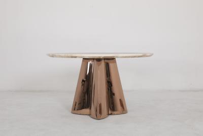 China Modern Marble Top Round Dining Table With Rose Gold Base for sale