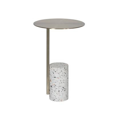 China Satin Finish Round Stainless Steel Side Table For Bed Room for sale