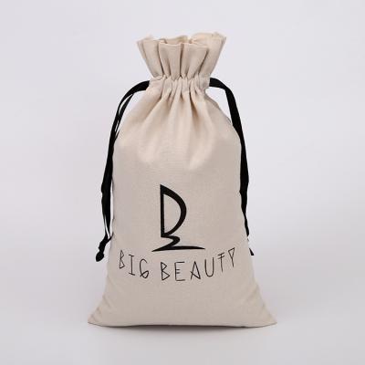 China Eco-friendly Custom Printing Cosmetic Drawstring Bags Canvas Packaging Gift Storage Bag Printed Logo Cotton Canvas Drawstring Bags for sale