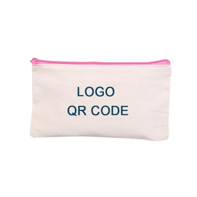 China Wholesale Eco-Friendly Eco-Friendly Cotton Makeup Bags Toiletry Bag Single Clutch With Zipper Customized Logo Printed Canvas Cosmetic Bag for sale