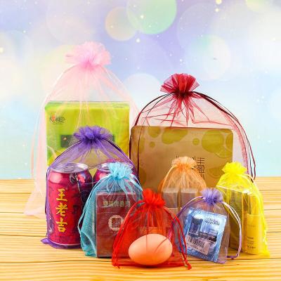 China Wholesale Eco-friendly candy organza bags 10*15 gift and small and big organza drawstring packaging cosmetic bag drawstring organza bag for sale