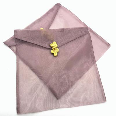 China Wholesale Eco-friendly Costume Dresses Packaging Bag With Button Lock Customized Logos Scarf Clothes Organza Packaging Bags for sale