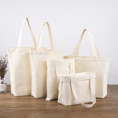 China Eco-friendly manufacturer wholesale blank canvas side gusset bags advertise custom shopping bag printing logos cotton canvas tote bags for sale