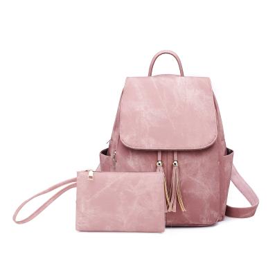 China Large Capacity Hot Sales PVC Youth Pink Backpacks And Set Pocket Purse For Students Multi Funtion Straps Shoulder Rucksack Handbag For Women for sale