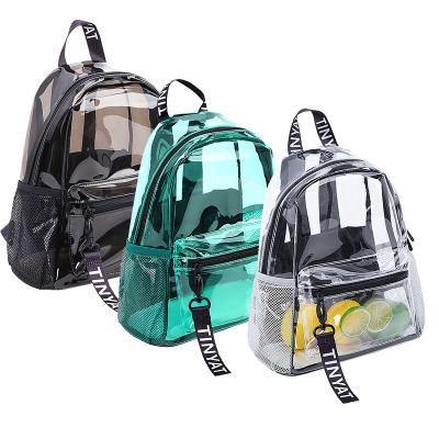 China Waterproof girls holographic backpacks with transparent jelly clear PVC fashion pocket rucksacks secret outdoor daypack small rucksack for sale