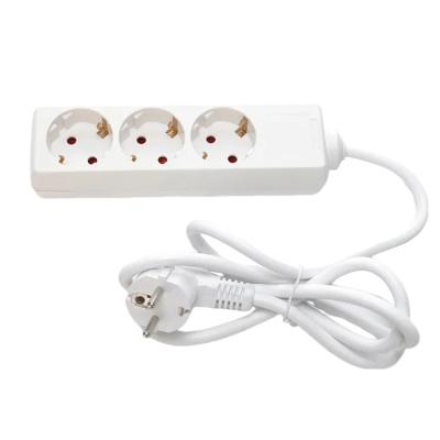 China Residential / General-Purpose Euro Power Strip Surge Protector 3 Outlet 6ft Power EX 3 Conductor AC Power Cord White  Connected 3 Round Pin Extension Socket for sale