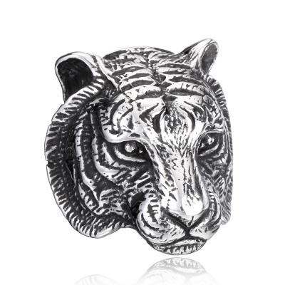 China SS8-161R Steel Tiger Head Vintage Soldier Jewelry Silver Ring Stainless Steel Animal Jewelry For Men Fashion Jewelry Brand for sale