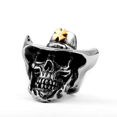 China SS8-429R Vintage Soldier Stainless Steel Skull Ring Fashion Jewelry Steel Punk Gift for sale