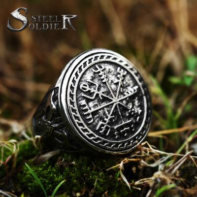 China CLASSIC SS8-804R 10K Gold Plated Stainless Steel Jewelry Ring Twisted Viking Geometric Rune Ring Men Rings Stainless Steel for Men's Party for sale