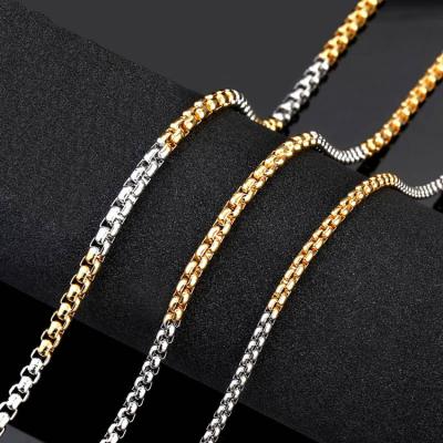 China Men Wholesale Necklace CLASSIC Color Steel Gold Titanium Gradient SS8-BN1012 Soldier Steel Chain for sale