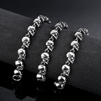 China Men Jewelry Titanium Steel CLASSIC Gothic Punk Necklace Full Soldier Skull Chain SS8-BN1031 for sale