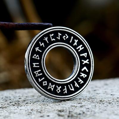 China Custom Stainless Steel Viking Elder Futhark Rune Necklace Vintage SS8-765P Soldier Runic Pendant For Women Men for sale