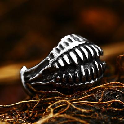 China SS8-792R CLASSIC Steel Soldier Punk Devil Teeth Ring Fashion Jewelry Mens Rings Stainless Steel Rings for sale