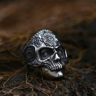 China SS8-769R CLASSIC Soldier Flower Skull Steel Rings for Men's Gift Stainless and Biker Stainless Steel Fashion Jewelry Punk for sale