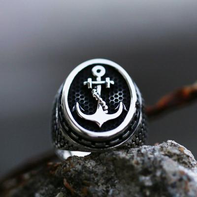 China SS8-768R SS8-768R Stainless Steel Soldier Anchor Ring Mens Anchor Rings Models Titanium Steel Men's Jewelry Punk Ring for sale