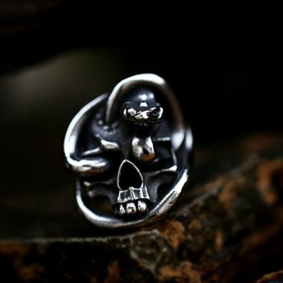 China Fashion SS8-767R Biker Soldier Ring CLASSIC Stainless Steel Skull Men's Ring Skull Mens Ring Punk Jewelry Gift for sale