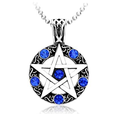 China SS8-003P BOHEMIA Mens Stainless Steel Star Necklace Witchcra Star Pentagon Necklace Stainless Steel Necklaces for sale