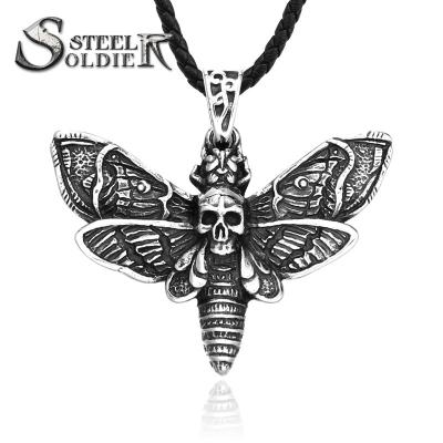 China SS8-592P Punk Style Stainless Steel Soldier Skull Moth Skull Moth Fine Polishing Steel Chain Jewelry for sale