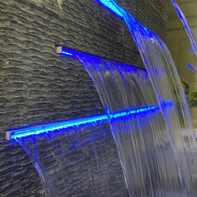 China Pure Acrylic Indoor Water Wall Swimming Pool Factory Garden Water Curtain Outdoor Pool Waterfall With Led Light for sale