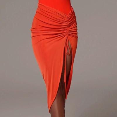 China 2022 Mumaroho WS62456WB Winter Casual High Waist Breathable Sexy Irregular Skirts Spring Bodycon Solid Bubbling Midi Skirts For Women for sale