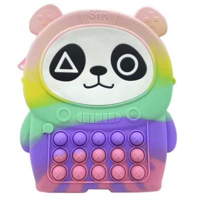 China 2022 New Design Waterproof Kids Push Bubble Soft Silicone Push Bubble Shoulder Bag Child Cute Panda Fidget Toy Push Squeeze Coin Purse For Girls for sale