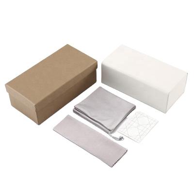 China Custom Glass Storage Sunglasses Packaging Set White And Black Case Luxury Eyewear Packaging Paper Box With Cloth Bags Guangdong Cover Pouch OEM for sale