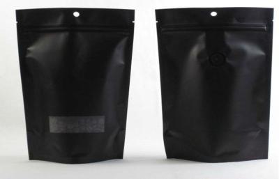 China PET / PE Black Zipper Coffee Packaging Bags With Euro Hole for sale