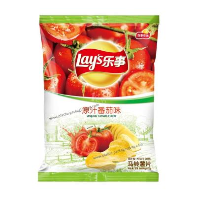 China Custom Printed Potato Chip Packaging Pouch , Recyclable Middle Sealed Bag for sale