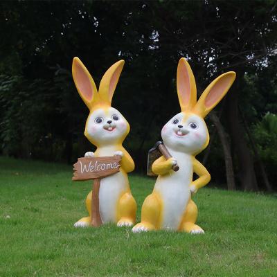 China China theme outdoor wind and rainproof decorative cartoon cute rabbit ornaments for sale