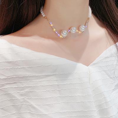 China Wholesale Sexy Web Lead Free Nickel Free Female Celebrity Clavicle Chain Minority Collar Pearl Short Neck Accessories Neck Band for sale