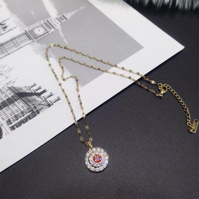 China Nickel-free lead-free titanium steel fashion turning pendant necklace 2021 new web celebrity temperament can turn collarbone chain lightning for sale