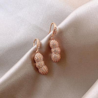 China Peanut Nickel Free Lead Free Pearl Set With Diamond Stud Earrings Female Korean Web Celebrity Earrings for sale