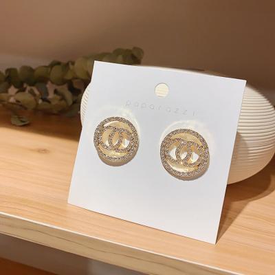 China Lead-free nickel-free geometric double circle is set to drill ear stud new temperament style edition contracted earring for sale