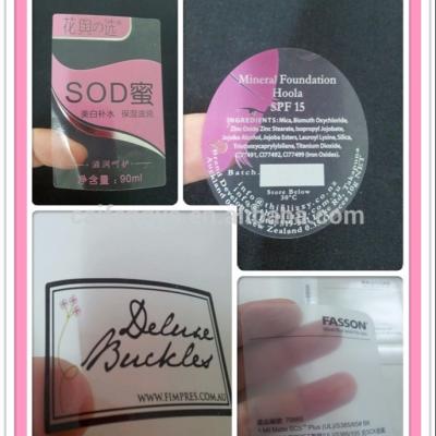 China Waterproof Clear BOPP Label Sticker For Perfume for sale