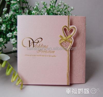 China Weeding & Custom Discovery Paper Invitation , Pink Green Wedding Invitation With Heart for sale