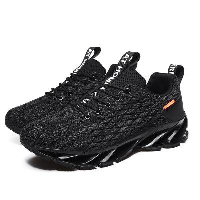 China CUSHIONING Flight Woven Sole Breathable Unique Casual Men's Black Tech Fish Scale Running Shoes for sale