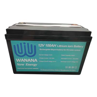 China RV 12v 100ah lifepo4 battery pack Li-ion lithium rechargeable battery LiFePO4 for EV /Solar system energy storage for sale