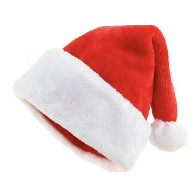 China Christmas Party Decorations Velvet Overflowed Santa Hat Adults Kids Hat Xmas Party Use Party Wear Luxury Hat For Adults for sale