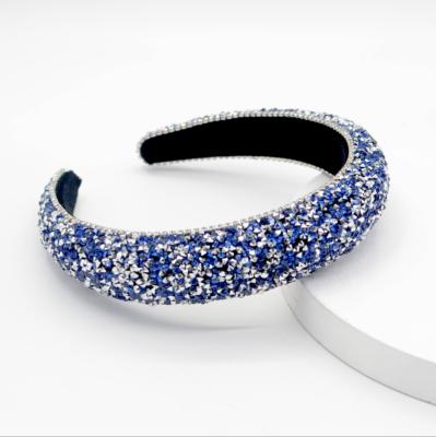 China Fashion Luxury Bling Headband Hair Accessories Hair Bands Designer Rhinestone Plastic Diamond Headband Faux Stone Hairband For Women for sale