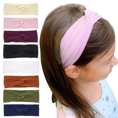 China Wholesale Amazon Children Girls Hair Scrunchies Fashionable Elastic Band Bows Nylon Hair Band Wholesale Babies Headbands for sale