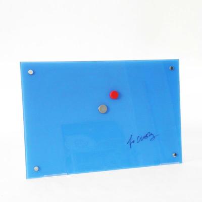 China For Home Blue Color 40x60cm Tempered Glass Magnetic Note Board for sale