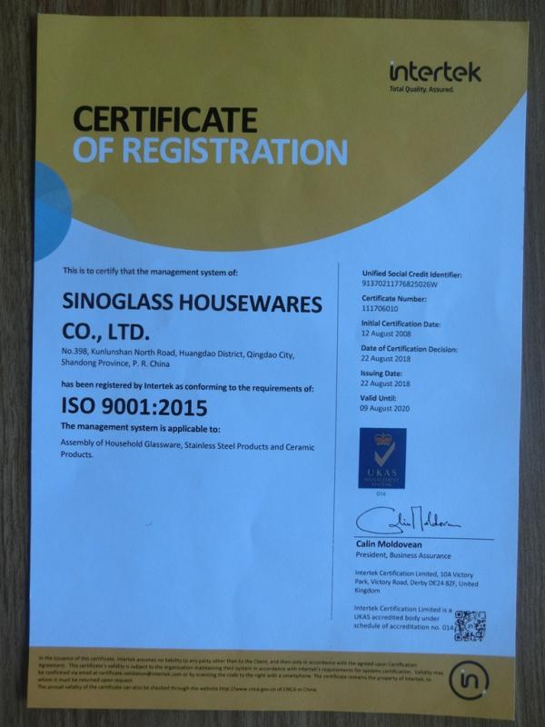 ISO9001 - Sinoglass Housewares Co., Ltd.