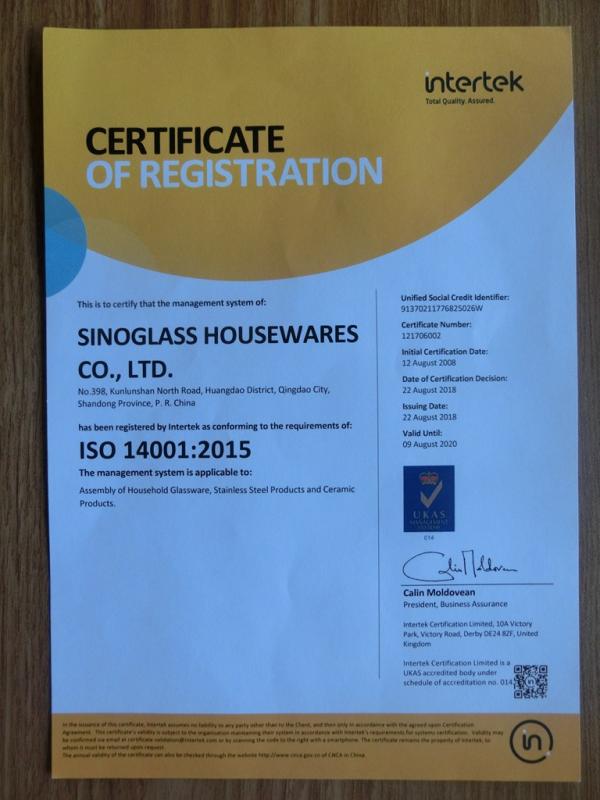 ISO14001 - Sinoglass Housewares Co., Ltd.