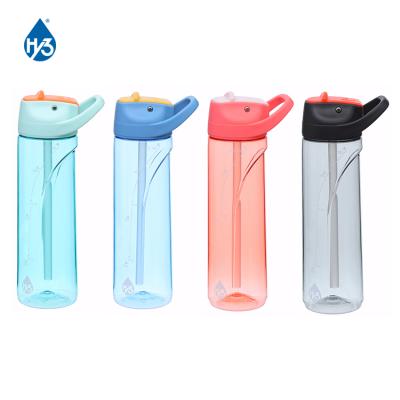 China Durable Water Sports Portable SLIDER Thermos Cup Plastic Hot Kids Drink Clear Bottle Eco Friendly Rubber Handle Custom for sale