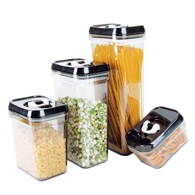 China Sustainable 4 Pcs Storage Jar Set Multifunction Plastic Sealed Stackable Kitchen Storage Dispenser Airtight Container Cans Jar for sale