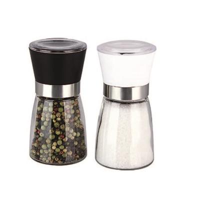 China Single Viable Grinder Jar Ceramic Mechanism Salt and Pepper Grinder with Glass for Kitchen Spice Salt Grinder Set for sale