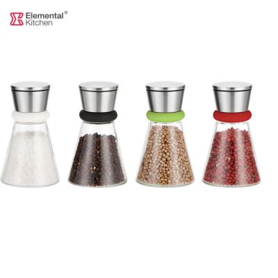 China Viable salt and pepper grinder for wholesal salt spice glass grinder for kitchen pepper mill grinder set for sale