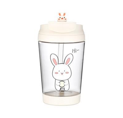 China Sustainable Plastic Reusable Cup With Lid And Straw Kids Cartoon Animal Series for sale