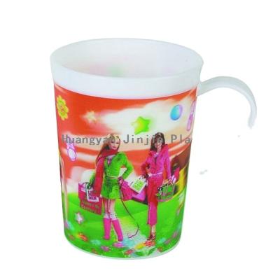 China GJ-150 Sustainable, Taizhou, Jinjie, BPA FREE Tooth Cup Lovely Kids Water Cup Plastic Cup With Handle for sale